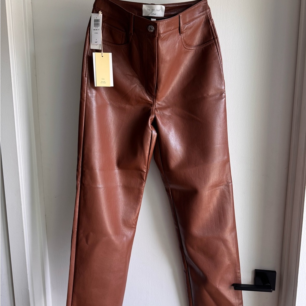 Aritzia Wilfred Cognac Leather Pants - NWT
